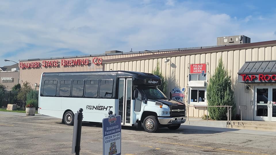 Bus outside Badger State Brewing.