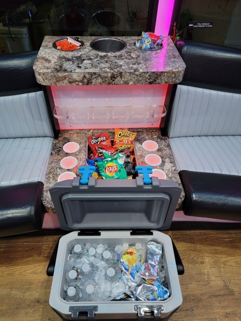 Bar and cooler inside the bus